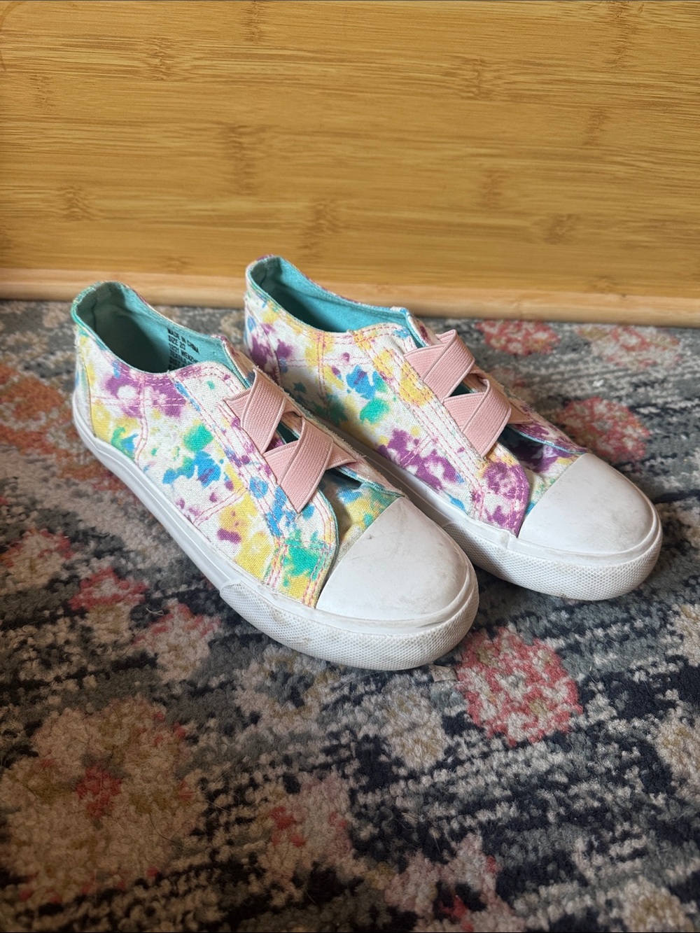 Kids Tie-Dye Slip-On Sneakers with Pink Straps